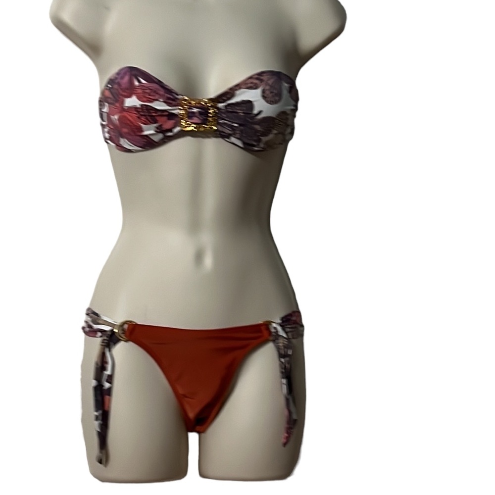 Bambu bikini swimsuit butterfly design with adjustable bottoms size Petite Small